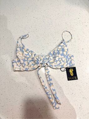NWT Skatie Kate Bikini Top - Nantucket Light Blue & White - S